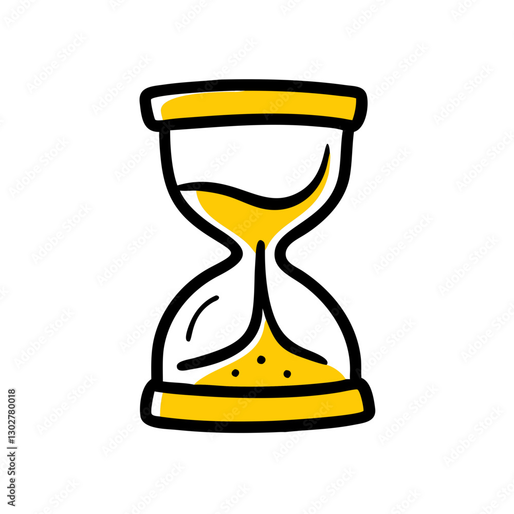 Poster effective time management concept illustrated through a yellow hourglass icon symbolizing the import