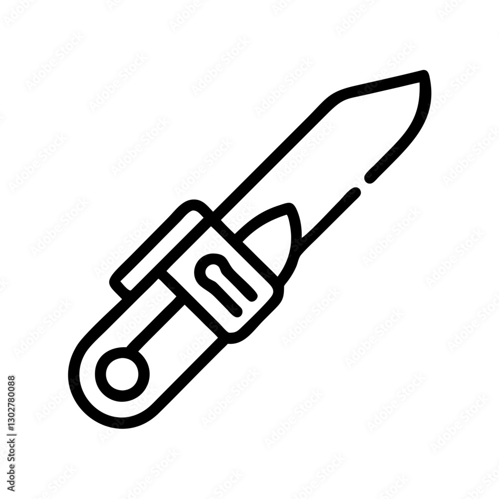 Poster utility knife vector icon designed for various practical applications in crafting, packaging, and di