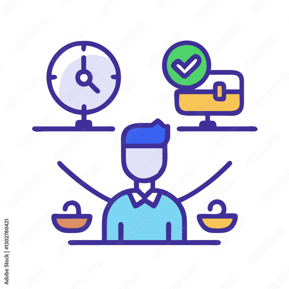 Poster balancing priorities in work life and personal life with effective time management and task completi