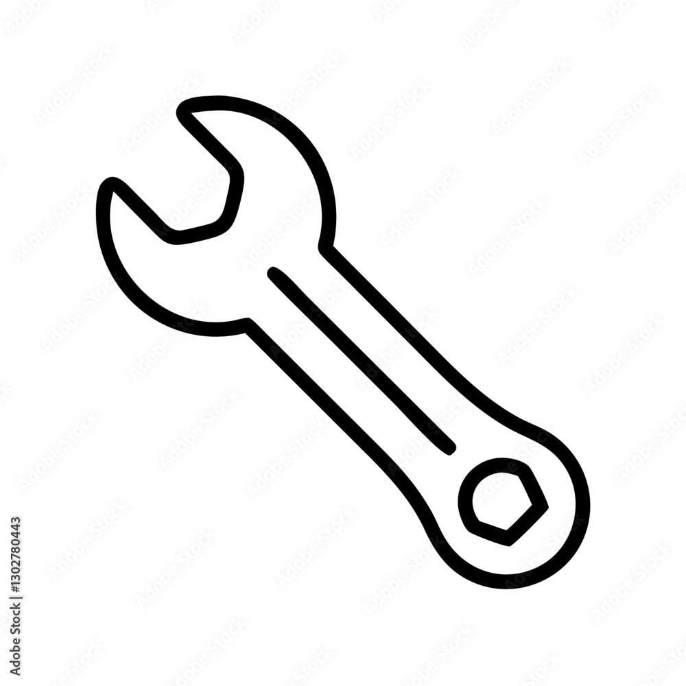 Poster vector icon of a wrench representing tools used in mechanical and construction activities for repair