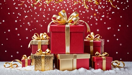 Fototapeta premium Gift box with curled ribbon decoration