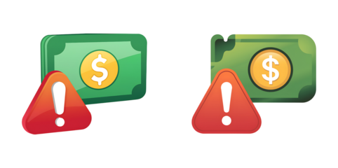 Alert Symbol Next to Dollar Sign Representation