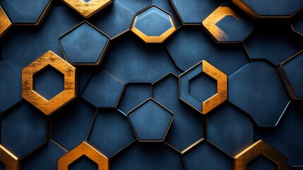 Abstract futuristic metallic honeycomb pattern forming a modern background