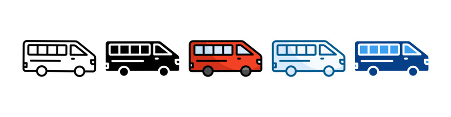 Minibus Icon Set Multiple Style Collection