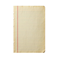 Aged Lined Paper Sheet with Subtle Texture, Isolated on Transparent Background