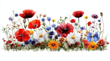Obraz premium Vibrant Wildflower Field with Bright Colors and Diverse Floral Species