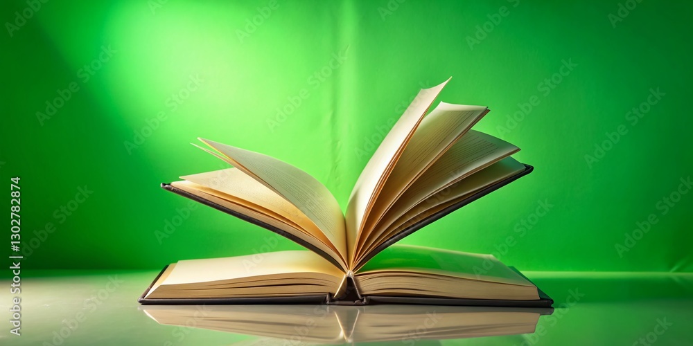Poster surreal green screen notebook: empty modern notebook mockup for background paste
