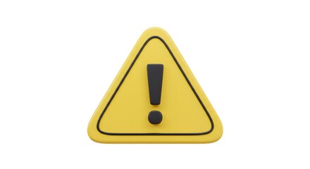 3D Yellow Warning Sign Icon with Exclamation Mark – Safety and Caution Symbol