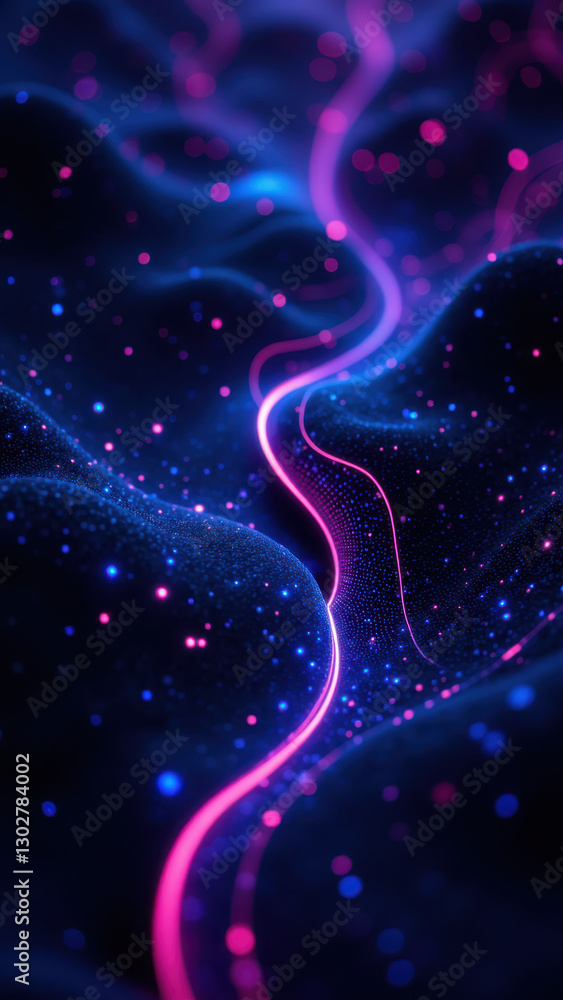 Poster a dynamic digital illustration of a cloud-like form with vibrant colors, symbolizing fluidity and th