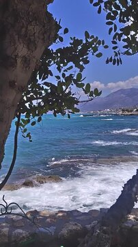 Windy Coastal Scene in Chersonisos, Crete