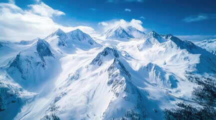 Obraz premium Snowy Mountain Peaks Aerial View