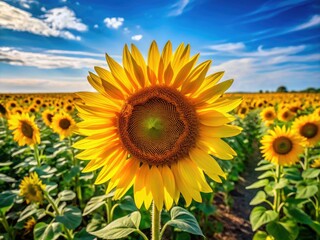 Obraz premium Summer's sunny embrace: a minimalist field of golden blooms.