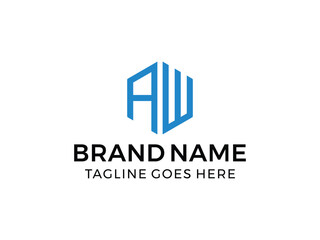 editable vector creative letter aw with hexagon symbol design illustration isolated on transparent background