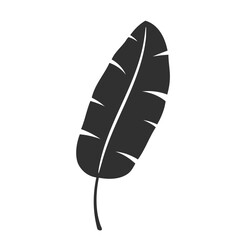 Banana leaf isolated on white background. Black banana leaf silhouette. Tropical tree. Vector illustration