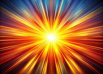 Obraz premium Vintage sun rays explode in a retro 60s/70s graphic print, long exposure style.