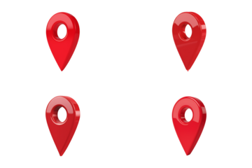 Vibrant Red Location Pin on White Background