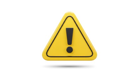 3D Yellow Warning Sign Icon with Exclamation Mark – Safety and Caution Symbol