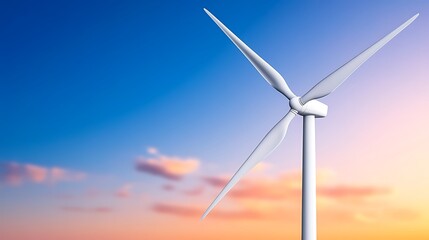 Obraz premium Majestic Wind Turbine Against Vibrant Sunset Sky Clean Energy Concept