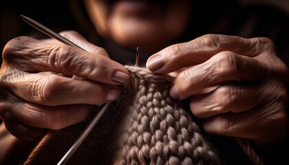 Obraz premium The soothing process of knitting soothes the mind. 