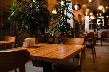 interior of the restaurant cafe table close-up