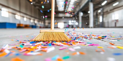 Factory Floor Cleanup with Broom
