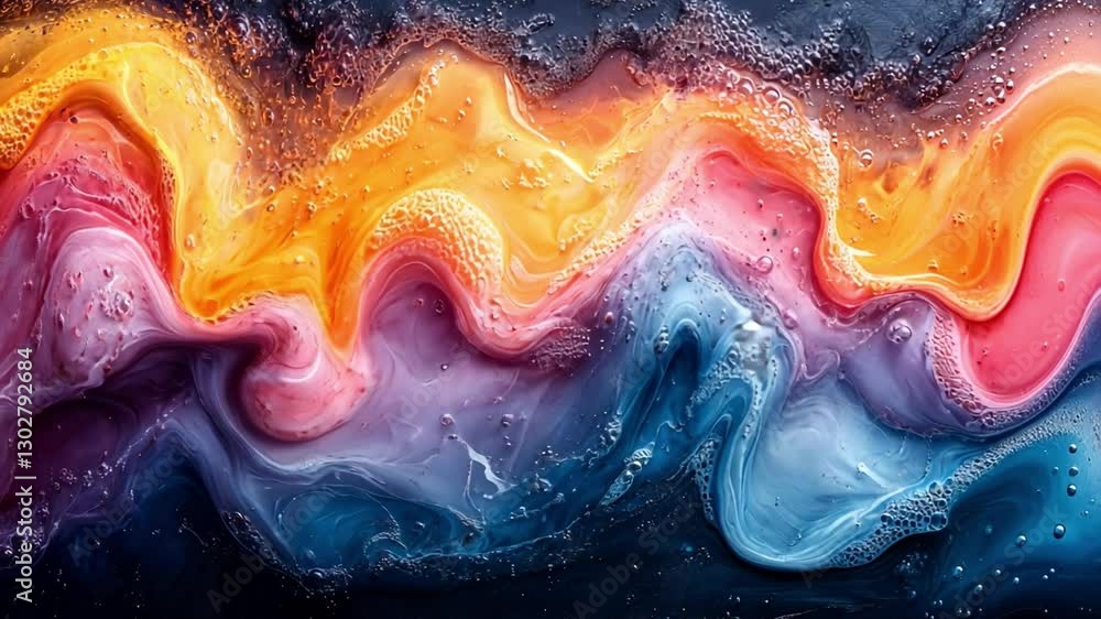 Poster vibrant swirls: a captivating and dynamic abstract composition with a fluid mix of bright colors tha