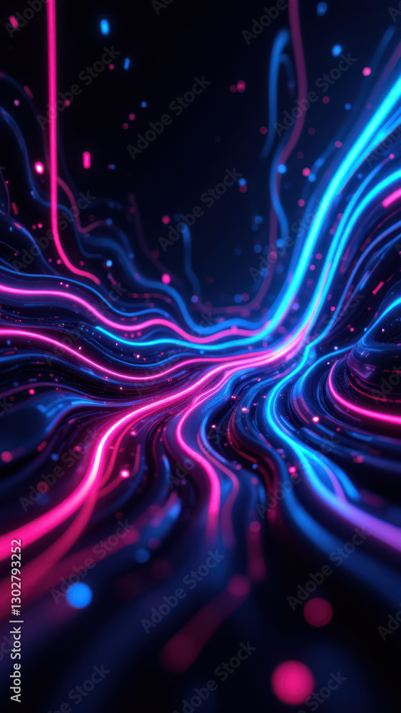 Poster a vibrant, digital abstract representation of cloud computing, cyber security, and tech advancements