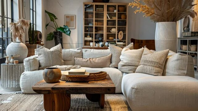 Product placement showroom with neutral home decor