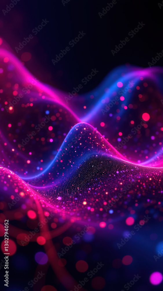 Poster digital wave and bubbles, representing technology and process integration.