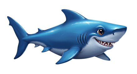 Fototapeta premium isolated blue shark fish animal water transparent background cartoon, model