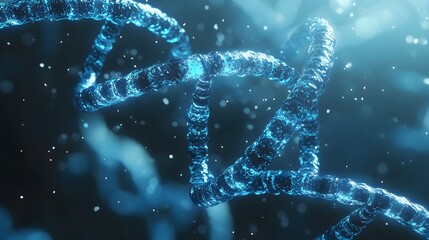 Glowing Blue DNA Helix Structure in Abstract Scientific Background