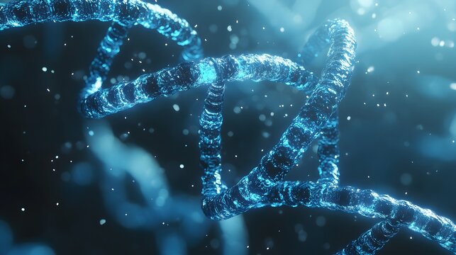Glowing Blue DNA Helix Structure in Abstract Scientific Background