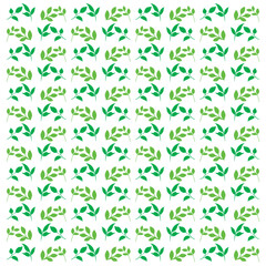 Green Leaves Pattern Vector, Botanical Design with Natural Elements, Isolated on White Background for Decorative Use