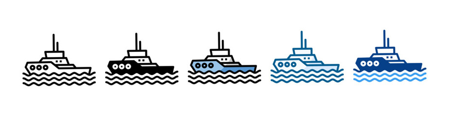 Tugboat Icon Set Multiple Style Collection