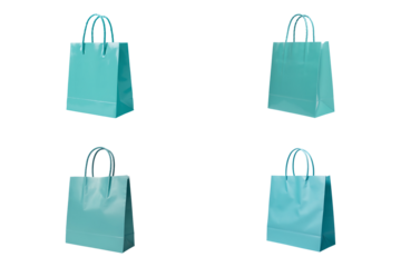 Vibrant Turquoise Shopping Bag on White Background