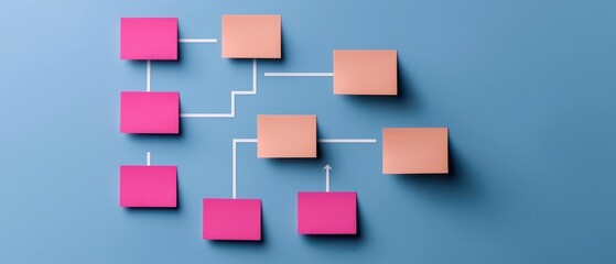 Obraz premium Sticky note infographics concept. Infographic with Sticky Notes and Flowchart Arrows for Data Visualization and Strategic Planning