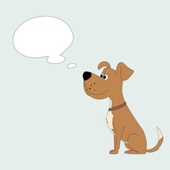 Cute Brown Dog with Thought Bubble, Vector Pet Illustration Design. Vector illustration perfect for pet greeting cards, customizable messages, or pet care