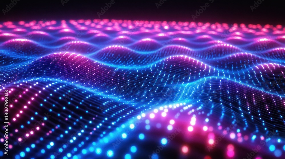 Aufkleber vibrant digital wave pattern illuminated with pink and blue lights creating a mesmerizing effect