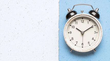 Vintage Alarm Clock on Split Textured Background - Time and Design Concept