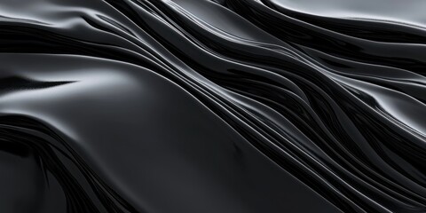 Fototapeta premium Smooth Black Waves Curving Abstract Texture Decorative Design Background Backdrop Graphic Art