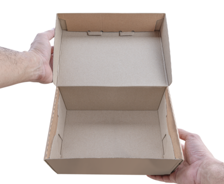 Hand hold open cardboard box