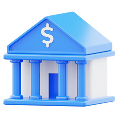 Modern bank building representing financial institution icon illustration. Concept of investment planning and financial transaction. Banking office service 3d render illustration image