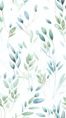 watercolor leaf and stems pattern with leaves as accent abstract graphic poster background