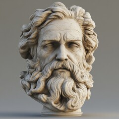 Fototapeta premium Elegant Sculpture of God The Father: A Cultural Engraving Featuring a Grateful Face and Distinct Human Hair in Greek Style