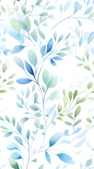 Fototapeta premium watercolor leaf and stems pattern with leaves as accent abstract graphic poster background