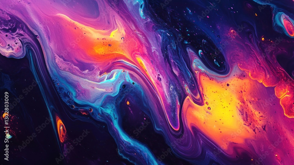 Poster vibrant abstract swirl of colorful cosmic patterns with fluid motion and depth
