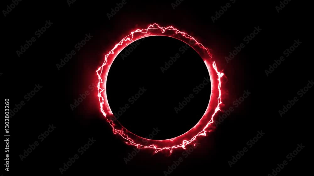 Poster red effect neon glowing circular frame background. repetitive motion animation and flashing. bright 