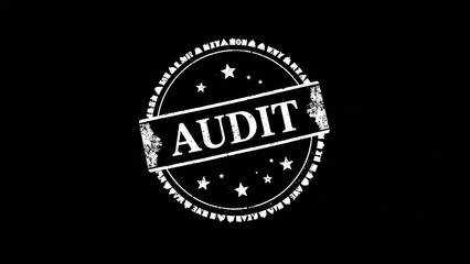 Obraz premium Audit stamp design in black and white for official documentation 