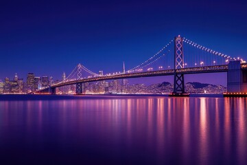 Dusk Over the Bay Bridge: A Stunning Cityscape from Treasure Island Featuring Frisco and Oakland Skylines