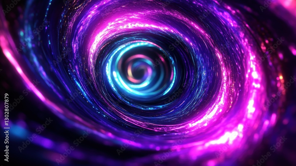 Poster colorful swirling vortex of light in a cosmic space, creating a mesmerizing visual effect